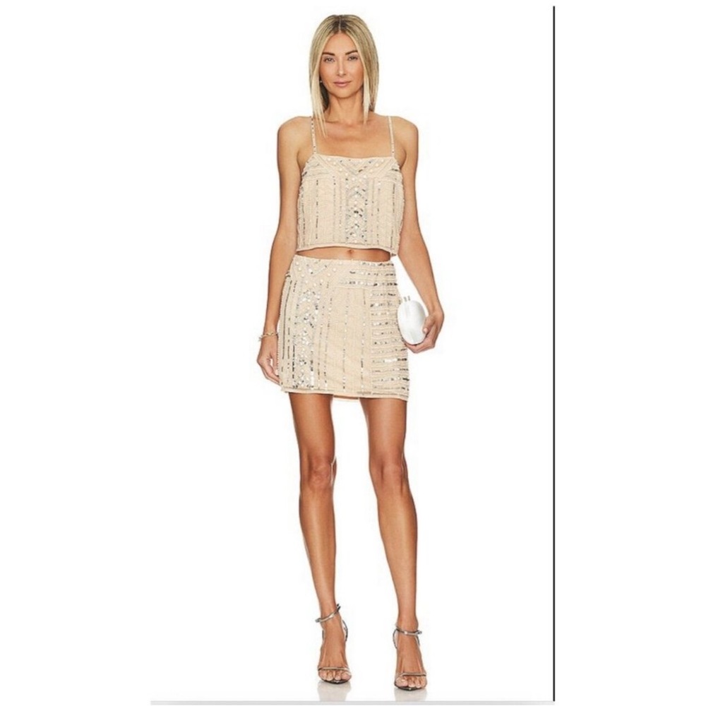 Show Me Your MuMu Beige Sequin Two-Piece Set
